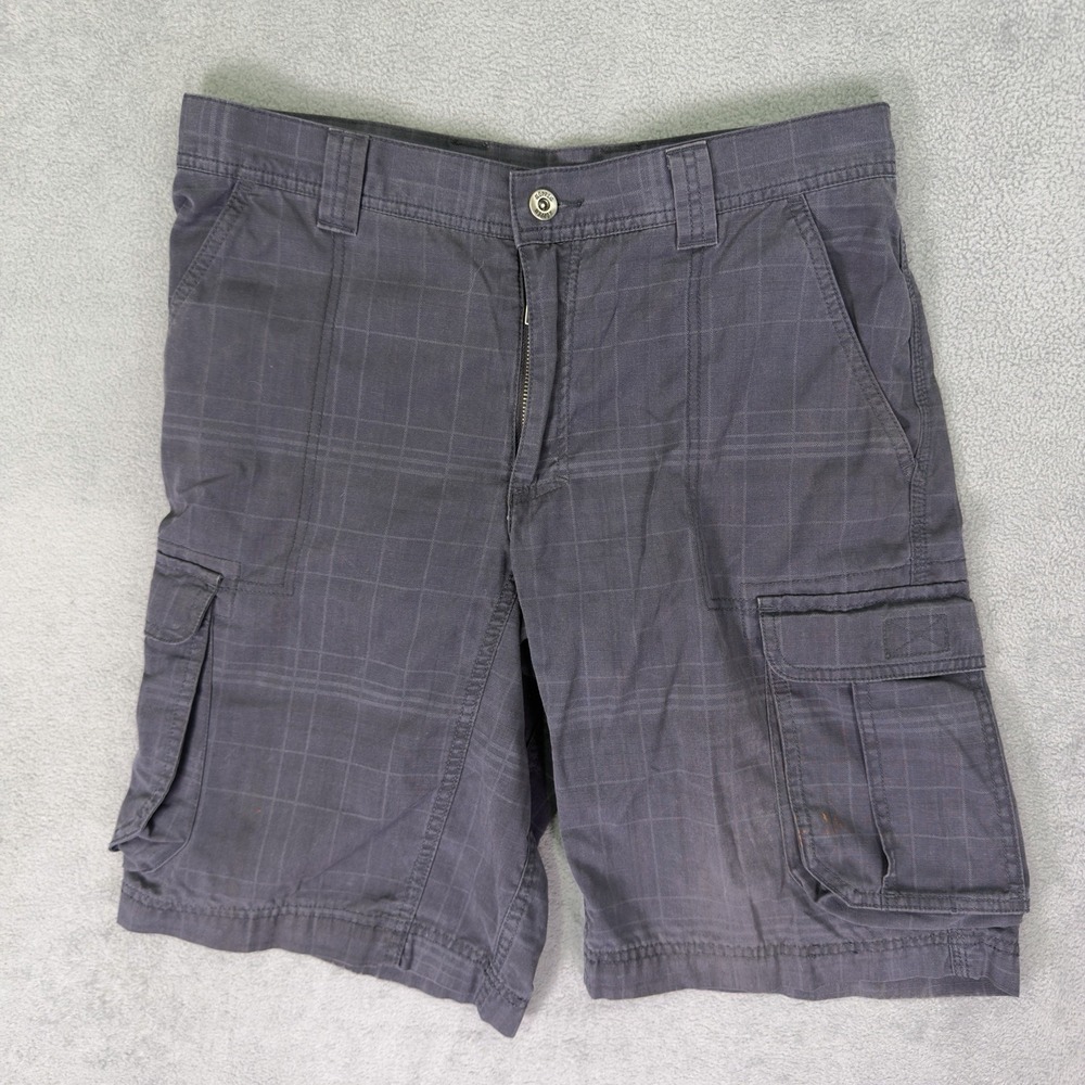 Koppen Shorts Mens 32 Gray Checker Stripes Cargo Chino Outdoor